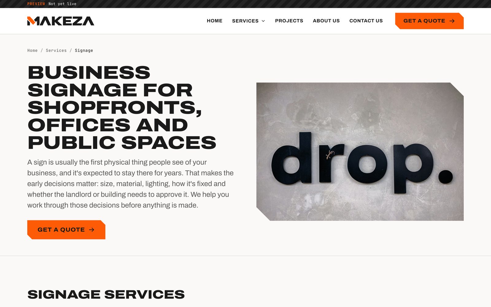 Makeza signage service page